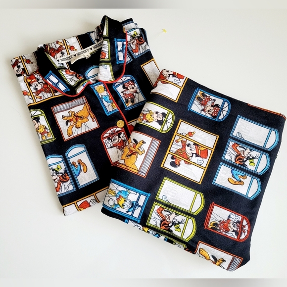 Disney Mickey Minnie Limited Edition Cartoon Fleece Pajama Set Women's XL - Picture 6 of 16